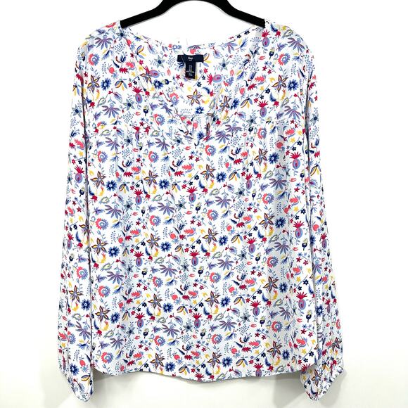 GAP Floral Long Sleeve Blouse Top Large NWT - Picture 4 of 11